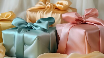 Wall Mural - Elegant satin wrapping fabric perfect for gift presentation and stylish packaging solutions