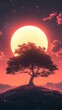 © Zaidi - Serene Tree Silhouette Against Glowing Sunset Sky
