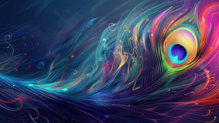 Poster - beautiful colorful abstract peacock feather background as header wallpaper