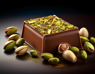 Wall Mural - decadent pistachio filled dubai chocolate bar in 3d rendering perfect for gourmet advertising confectionery branding or high end product promotions