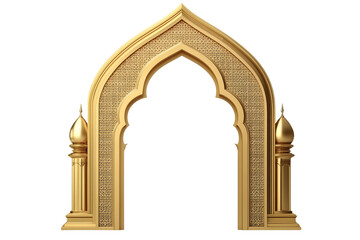 Wall Mural - Arabic golden arch isolated on transparent background. 3D render Islam architecture shape for muslim holidays. Design elements door, frame, window. Realistic vector illustration. PNG. Ramadhan.