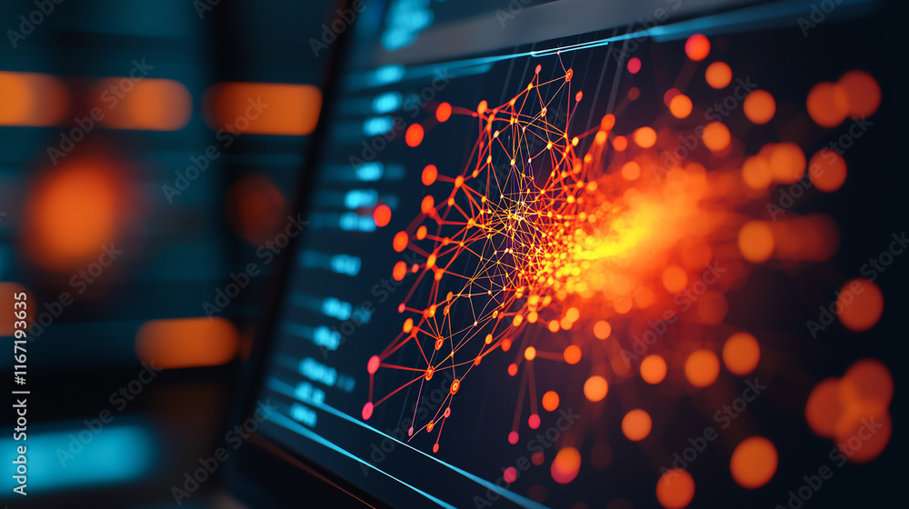 Deep learning visualization with multiple nodes and vibrant colors ...