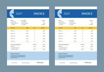 Wall Mural - Minimal Corporate Business Invoice design template vector illustration bill form price invoice. Creative invoice template vector. business stationery design payment agreement design template