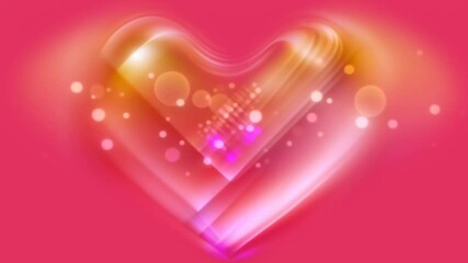 Canvas Print - Loop animation with iridescent holographic heart on romantic love background with glitters and bokeh effect for festive endless footage.