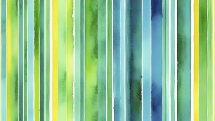 Poster - Digital watercolor painting featuring colorful vertical stripes in lime green, teal, yellow, and blue