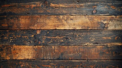 Poster - Dark brown rustic wooden planks background texture.