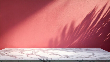 Wall Mural - abstract studio with pink background for product presentation. empty room with window shadows, flowe