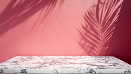 Wall Mural - abstract studio with pink background for product presentation. empty room with window shadows, flowe
