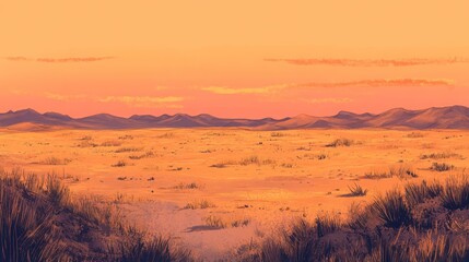 Wall Mural - Sunset over the Desert Plains: A Serene Landscape