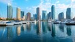 © pkproject - Picturesque City Harbor with Luxury Yachts and Skyscrapers in Background
