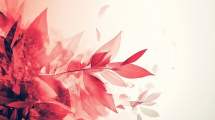 Poster - Red leaves softly drifting, gradient background.