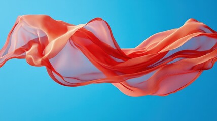 Sticker - dynamic view of a scarf twirling midair against a blue background creative photography abstract conc