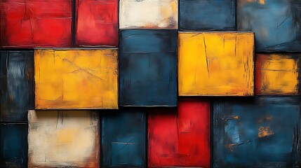 Wall Mural - Abstract colorful square art canvas texture.