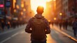 © mf2 - Urban Explorer: Young Man with Backpack at Sunset