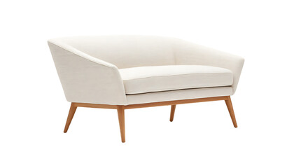 Wall Mural - A modern, light-colored two-seater sofa with wooden legs.