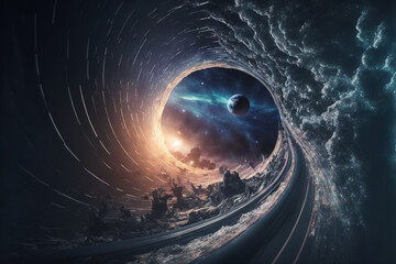 Wall Mural - Cosmic Wormhole: An Interdimensional Journey