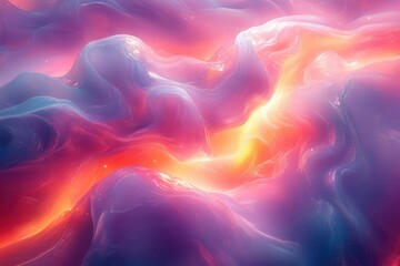 Wall Mural - holographic neon background with colorful swirling pastel waves that create a mesmerizing and dreaml