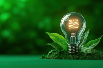 Green Forest Illumination: Celebrating Earth Day and Eco-Friendly Environment with a Lightbulb