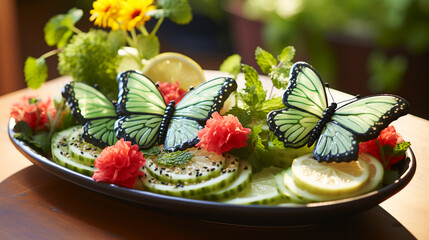 Wall Mural - Carved Butterfly Fruit Salad Creation