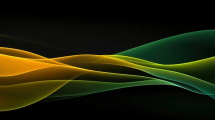 Wall Mural - Abstract Green And Gold Wave Design