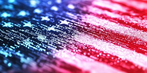 American flag made of digital data - government technology concept