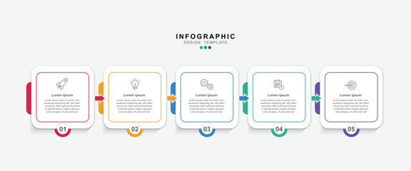 Fototapete - Infographic 5 options design elements for your business data. Vector Illustration.
