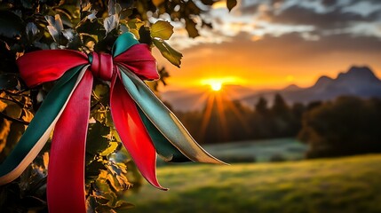 Wall Mural - Sunset Sunrise with a Colorful Ribbon