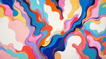 Wall Mural - A colorful abstract painting with fluid shapes