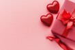 © Angelina - St. Valentine's DayRed hearts surround a beautiful gift box on a lush pink background