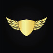 © MD. GULJAR HUSSEN - Golden shield with laurel wreath symbolizing honor prestige and excellence on a black background