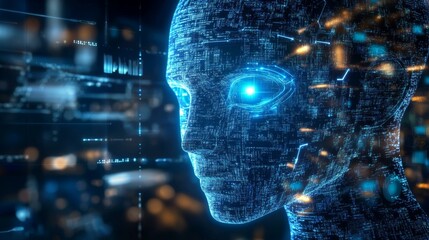 Digital Artificial Intelligence Human Face
