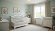 © ImagineInfinite - Baby Room with White Crib, Nursery Interior, Home Decor, Cozy Environment