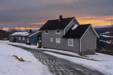 Wall Mural - sunset in the village