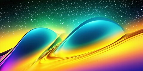 Wall Mural - gradient shapes in a dreamy color palette, blending yellow, blue, and green tones with glowing textu