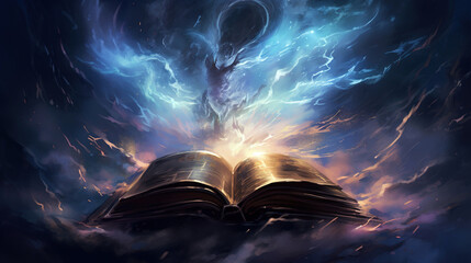 Wall Mural - Mystical Golden Book of Secrets Unveiled