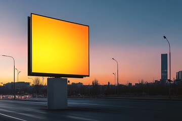 Large Billboard Stands Beside Busy City Road During Sunset