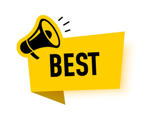 Wall Mural - megaphone with best speech bubble. loudspeaker. banner for business, marketing and advertising. vect