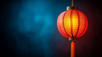 Glowing Chinese lantern symbolizing light, hope, and celebration during Lunar New Year and Mid-Autumn Festival with a modern touch and ample space for text or captions

