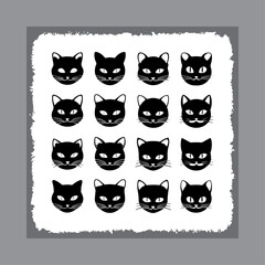 Naklejka na meble A black cat with a white background with a picture of a black cat.