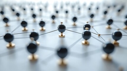 Wall Mural - a network of interconnected spheres representing molecular or atomic structures.