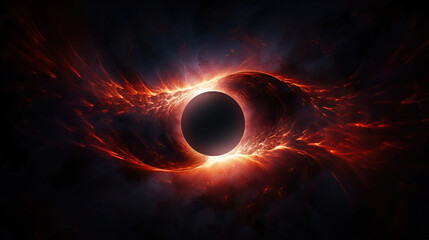 Wall Mural - Fiery Black Hole in the Depths of Space