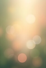 Wall Mural - Soft pastel bokeh background with blurred circles. Dreamy abstract backdrop in green, peach, and cream tones. Gentle light effect for design projects with space for text