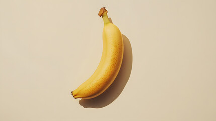 Ripe banana on a white background, fresh and simple