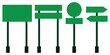 © Hike Studio 888 - EMPTY SIGNPOST. Road traffic signs of different shapes,  blank street signboards. Isolated empty roadside signposts to notice information, danger, guide. Design eps 10