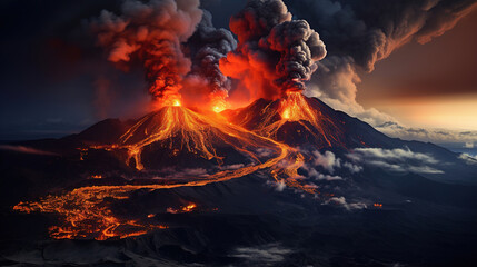 Wall Mural - Volcanic Eruption Landscape