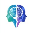 © EddieSnapix - Two profiles face each other, their brain designs illustrated in vibrant colors. This artwork symbolizes the importance of mental health and emotional connections in a contemporary context
