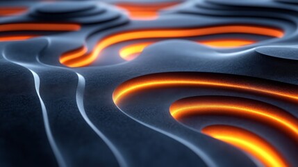 Sticker - Abstract Glowing Lava-like Texture, Dark Blue and Orange Hues Digital Art