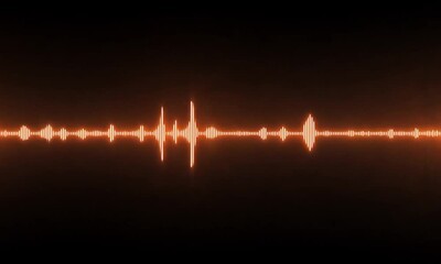 Wall Mural - Abstract Sound Wave Visualization: Glowing Orange Audio Spectrum on Black Background