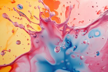 Wall Mural - Vibrant splashes of colorful liquid creating artistic patterns in abstract design