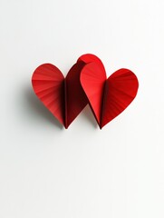 Sticker - Red paper hearts on white background. Banner design for valentine's day, poster and backdrop